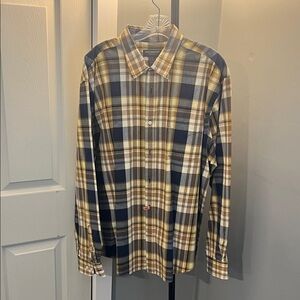 Classic Men's Plaid Button-Down Shirt - Navy and Tan